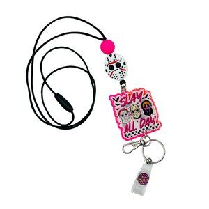 Horror Slay All Day | Cute Badge Holder | Teacher | Keychain
